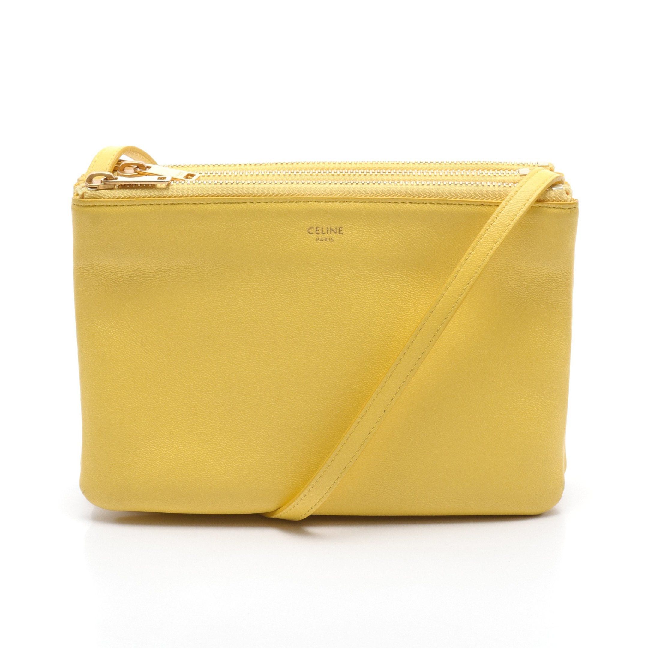 image of Celine Trio Small Shoulder Bag Leather Yellow, Women's
