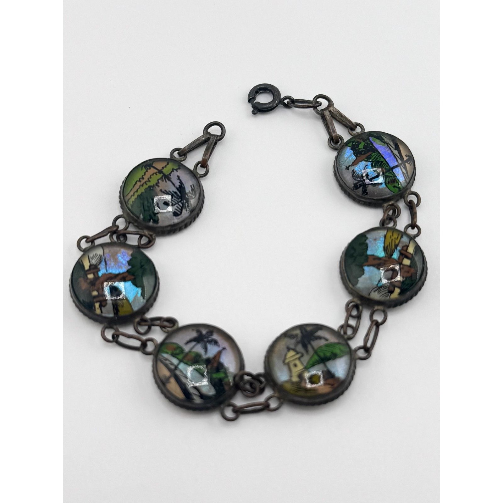 Vintage Estate butterfly wing tropical Art vintage bracelet Size ONE SIZE - 4 Thumbnail