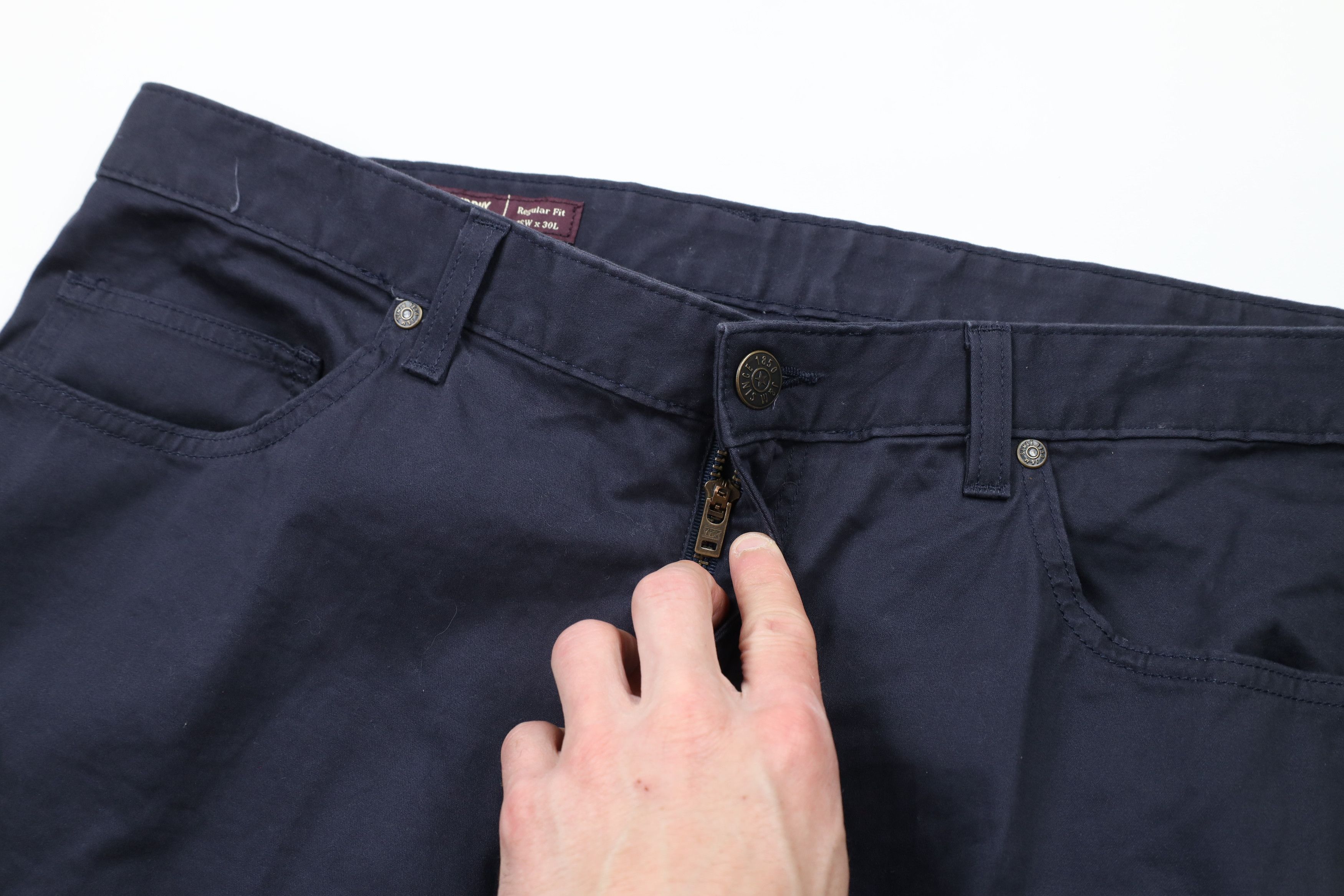 Johnston & Murphy × Vintage Johnston & Murphy Leg Cotton Twill Chino Pants Navy Blue Size US 38 / EU 54 - 6 Thumbnail