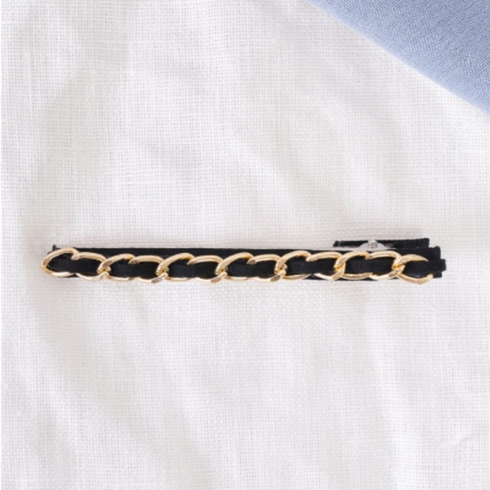 Other Black Velvet & Gold Chain Large Alligator Hair Clip Size ONE SIZE - 5 Thumbnail