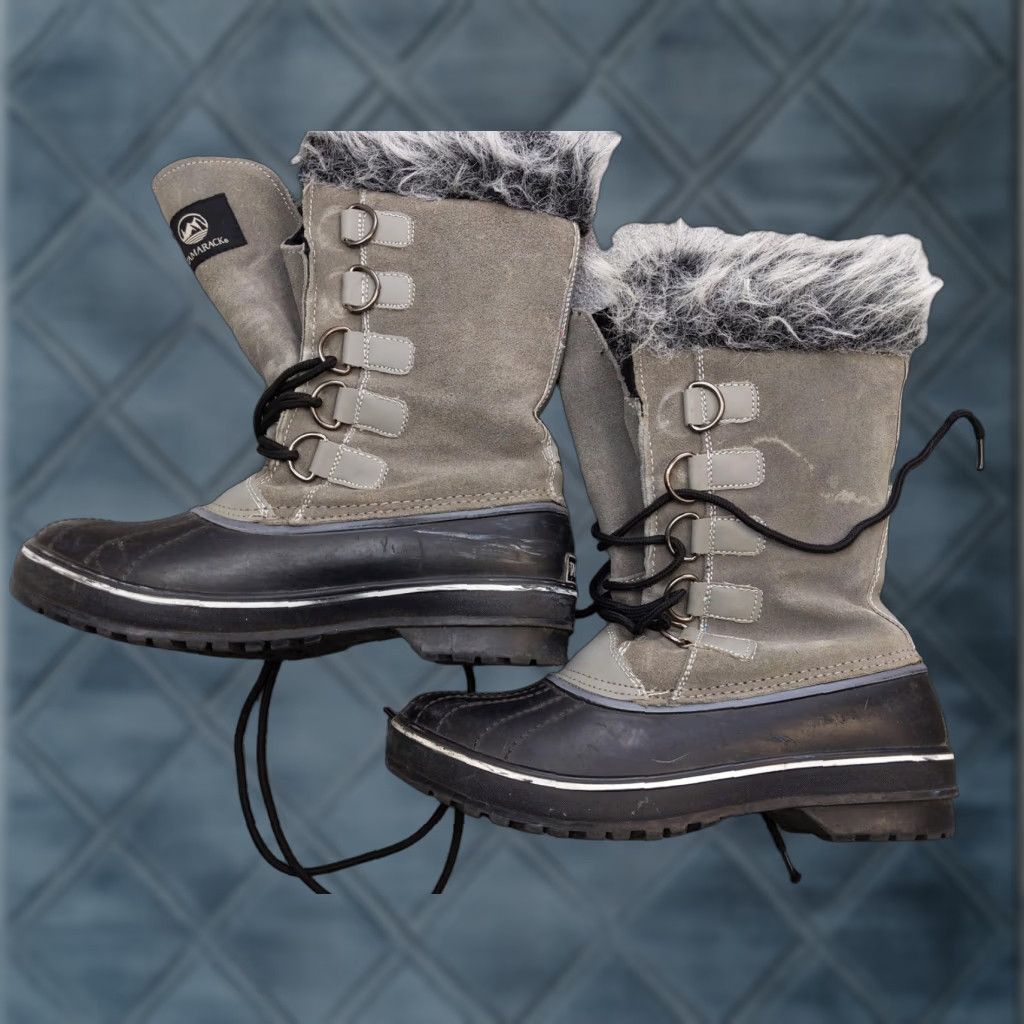 Vintage Tamarack Snow Boots Womens Mid-Calf Gray Suede Faux Fur Lace Up Size 10 Winter Non-Slip Insulated Size US 10 / IT 40 - 1 Thumbnail