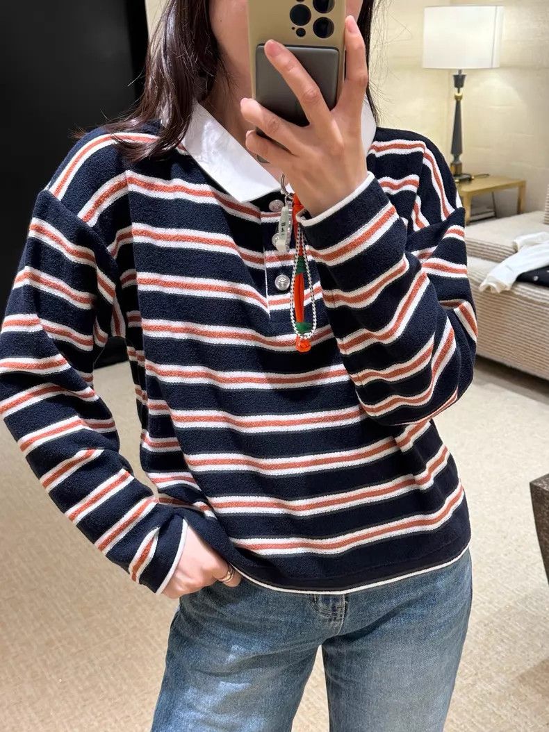 Chanel Chanel Striped loose lapel lion buckle long-sleeved knitte Size XS / US 0-2 / IT 36-38 - 9 Thumbnail