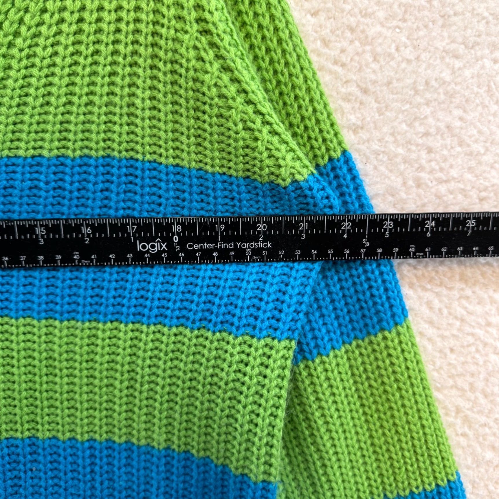 Vintage VINTAGE Y2K Sweater XL Blue Green Striped V-Neck Chunky Boho Fairy Grunge Planet Gold Mens Womens Girls Boys Clothing Size XL / US 12-14 / IT 48-50 - 7 Thumbnail