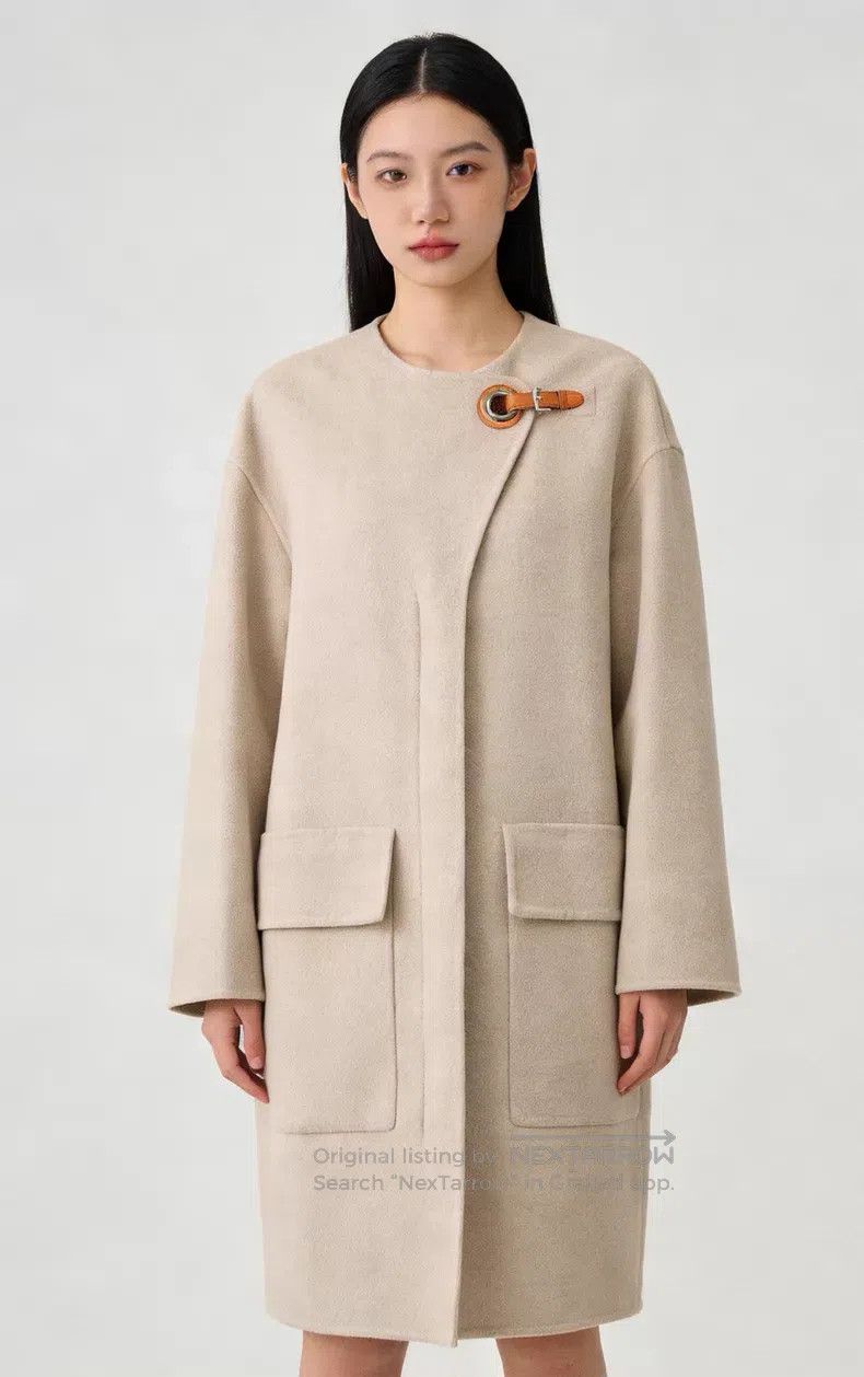 Hermes Hermes Beige Leather Buckle Cashmere Coat Size XS / US 0-2 / IT 36-38 - 1 Thumbnail