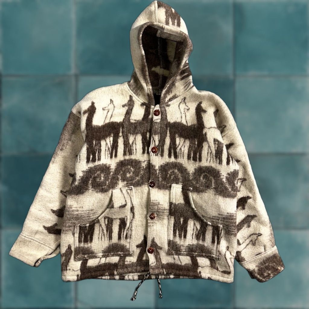 Vintage VINTAGE Lama Bird Wool Coat Mens Jacket Size L Swamp White 70s Rockabilly Casual Size US L / EU 52-54 / 3 - 1 Thumbnail