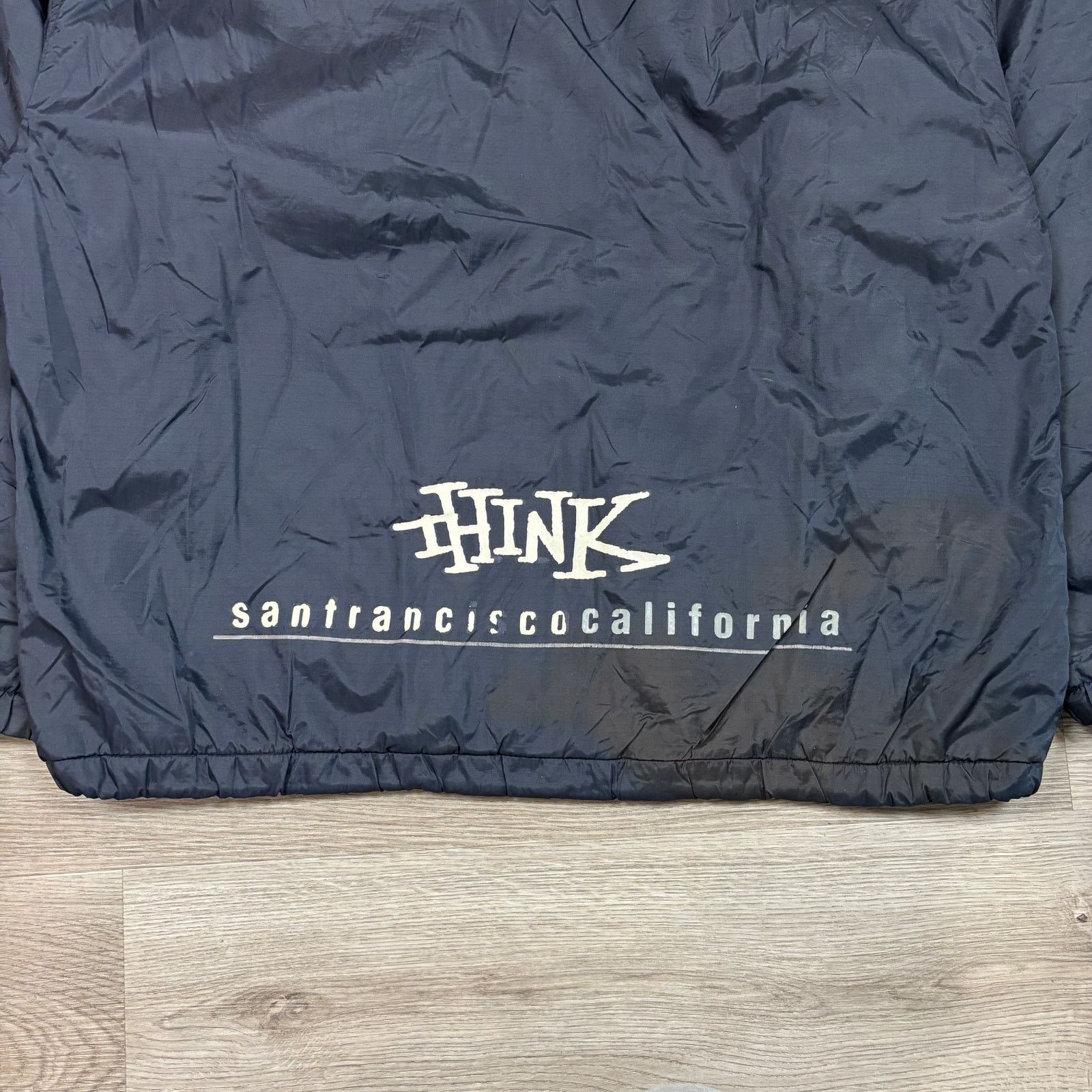 Vintage Rare Vintage 90s Think Skateboards Nylon Hooded Jacket Med Size US M / EU 48-50 / 2 - 3 Thumbnail