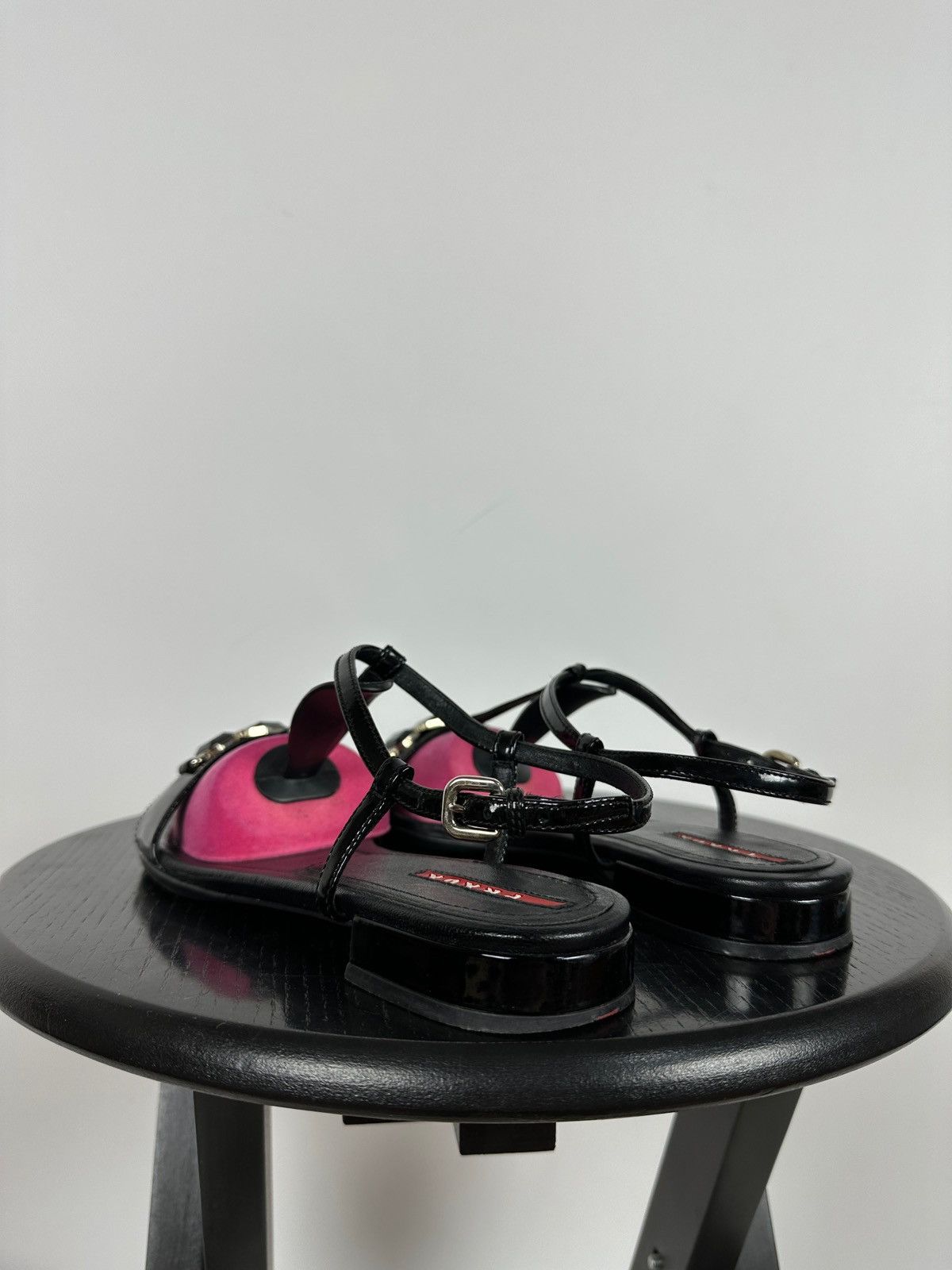 Prada Vintage Prada Crystal Wedge Patent Leather Strappy Sandals Size US 7.5 / IT 37.5 - 5 Thumbnail