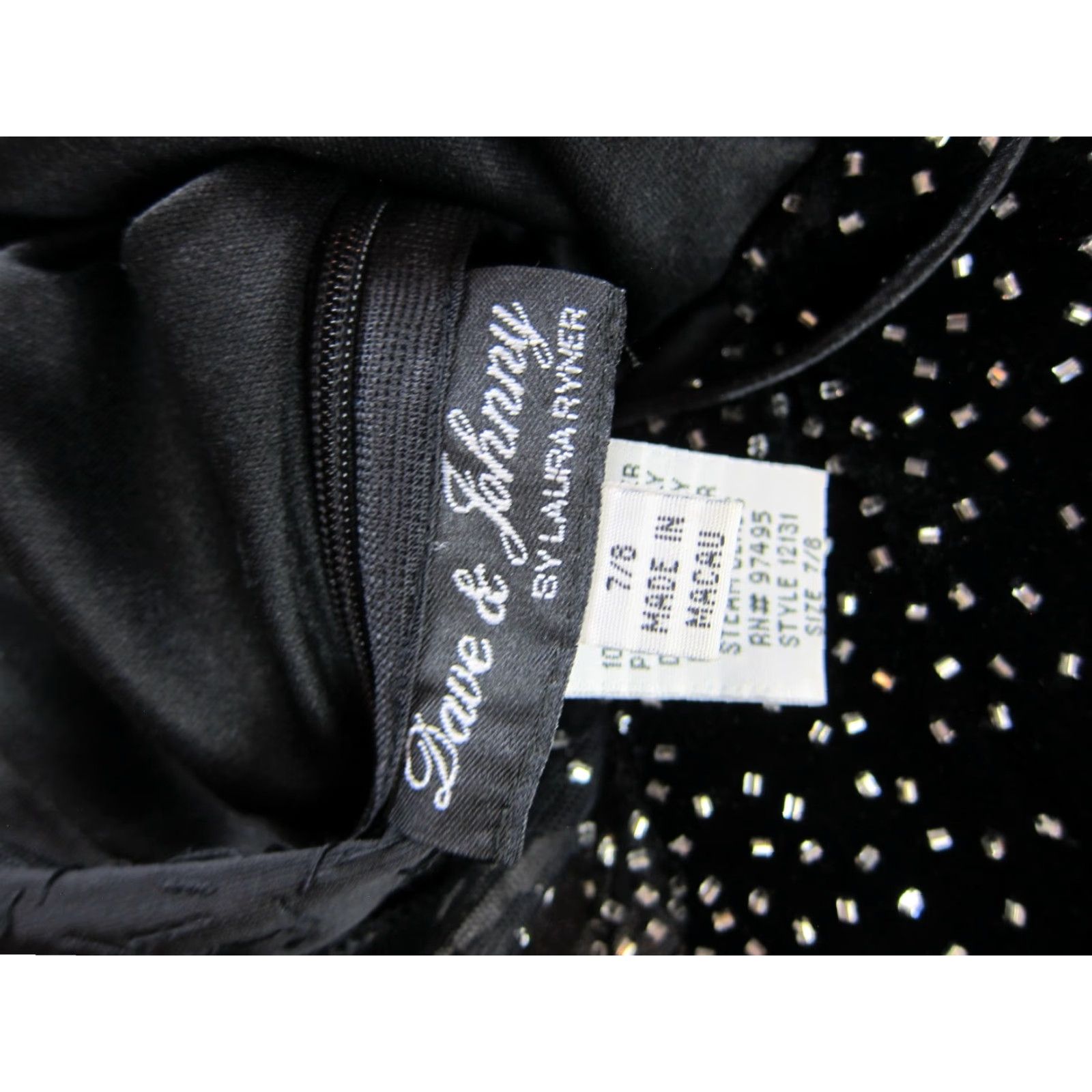 Velvet Vtg 90s Prom Velvet Beaded Stretch Dress Dave & Johnny Laura Ryner Evening 7/8 Size M / US 6-8 / IT 42-44 - 3 Thumbnail