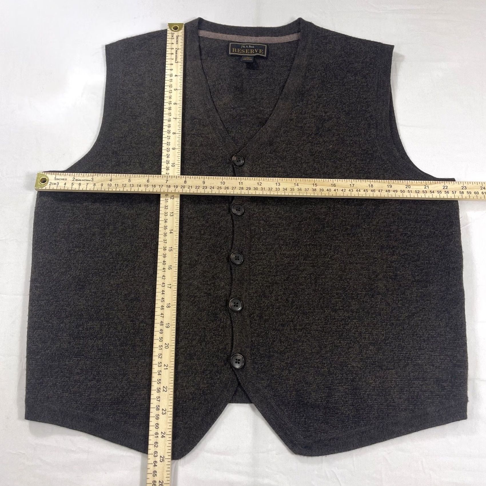 Jos. A. Bank Jos. A. Bank Vest Sweater L Brown Merino Wool Blend Button V-Neck Men Size US L / EU 52-54 / 3 - 2 Thumbnail