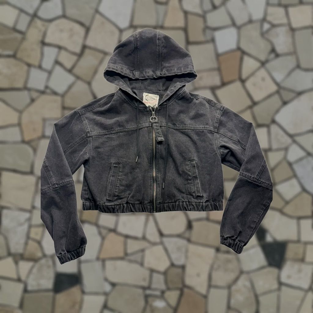 Denime Stoosh Cropped Black Denim Jacket Womens S Hoodie Jacket? Size 28" / US 6 / IT 42 - 1 Thumbnail