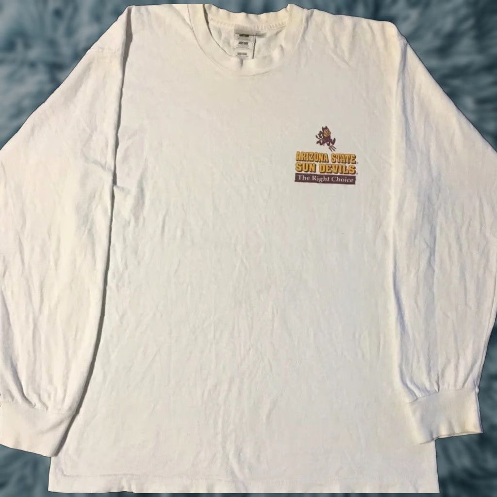 Vintage VINTAGE ASU Right Choice Shirt M White 90s Striped Long Sleeve Shirt Mens Grunge Humor University Sun Devils USA USA Size US M / EU 48-50 / 2 - 1 Thumbnail