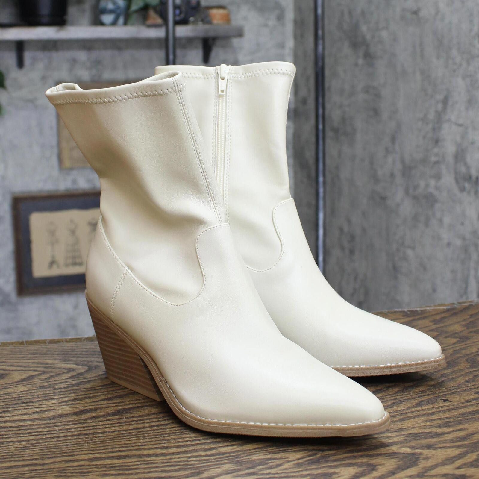 Designer Universal Thread Aubree Ankle Boots 88375051 Off White 9M Size US 9 / IT 39 - 1 Thumbnail