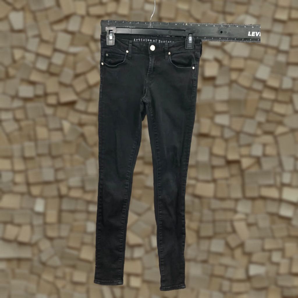 Vintage Articles of Society Jeans Skinny Womens Dark Wash Black Size 24 5-Pocket Denim Regular Stretch Rise 6.5-8.5 Inseam 29 in Size 42" / US 20 - 1 Thumbnail