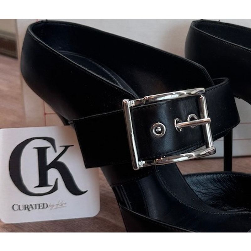 Alexander McQueen Alexander McQueen Black Buckle Heels w/ Silver | Sz 41 NIB Size US 11 / IT 41 - 3 Thumbnail