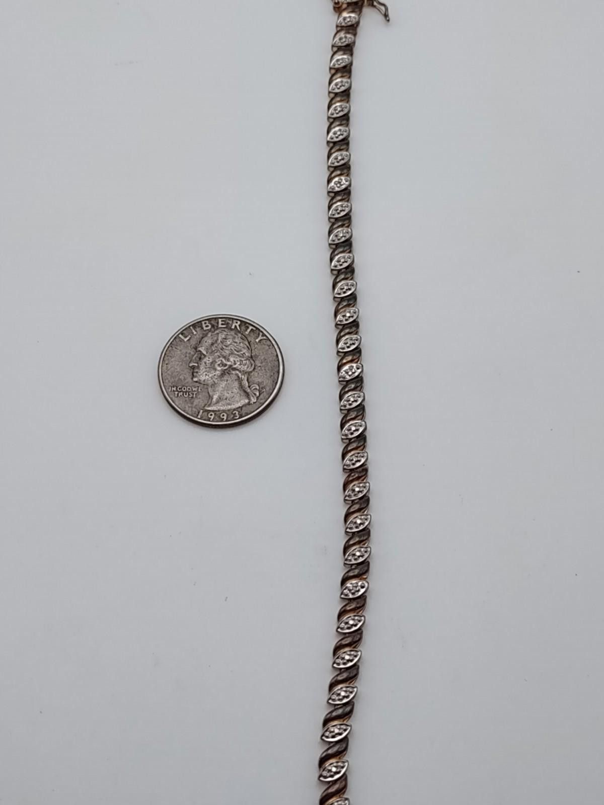 The Unbranded Brand Sterling Silver 925 CZ Link Bracelet Gold Tone 12.3g Size ONE SIZE - 2 Thumbnail