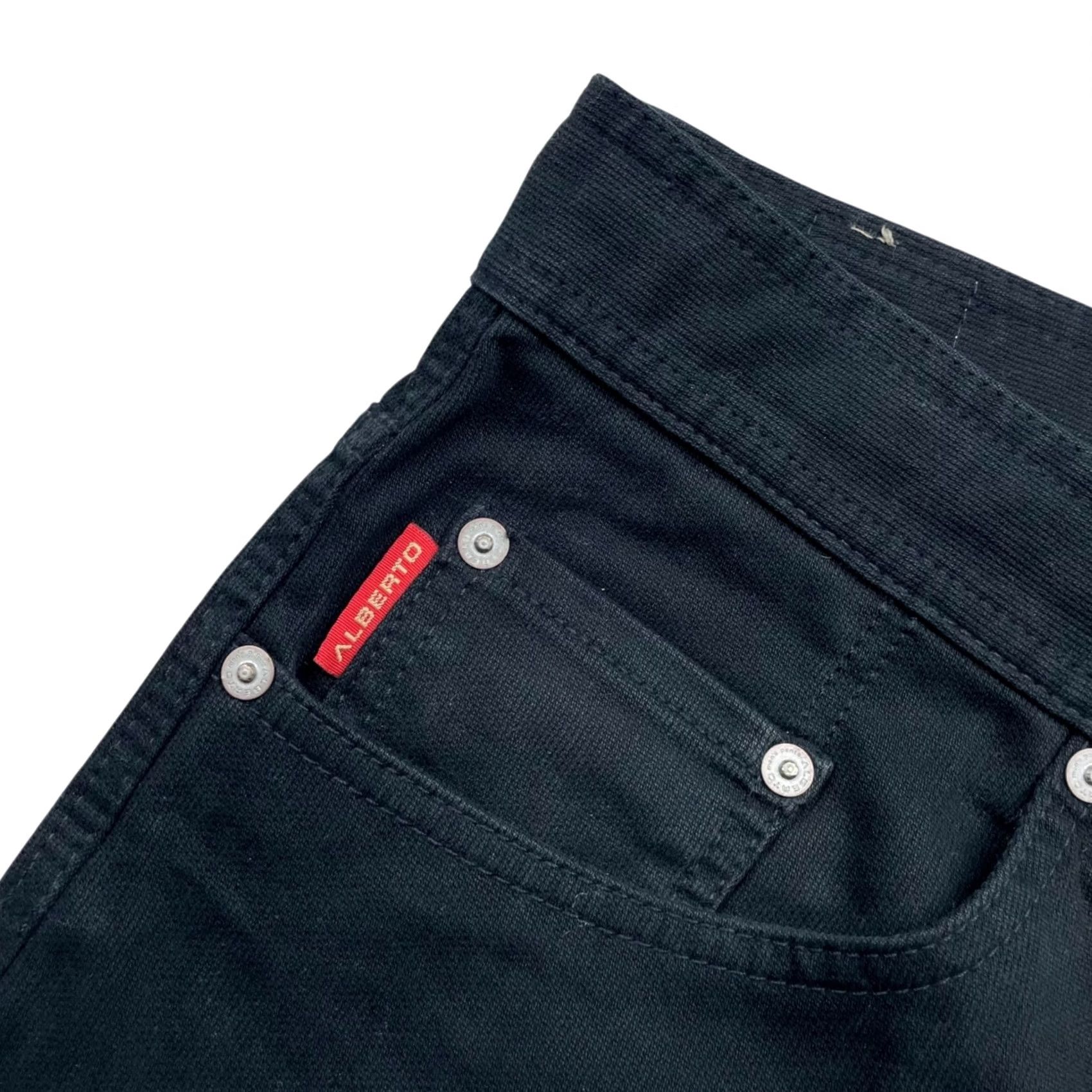 Vintage ALBERTO Men’s Tim Cotton Stretch 5-Pocket Fade Out Pants Black 33x30 Rubber? Size US 34 / EU 50 - 5 Thumbnail