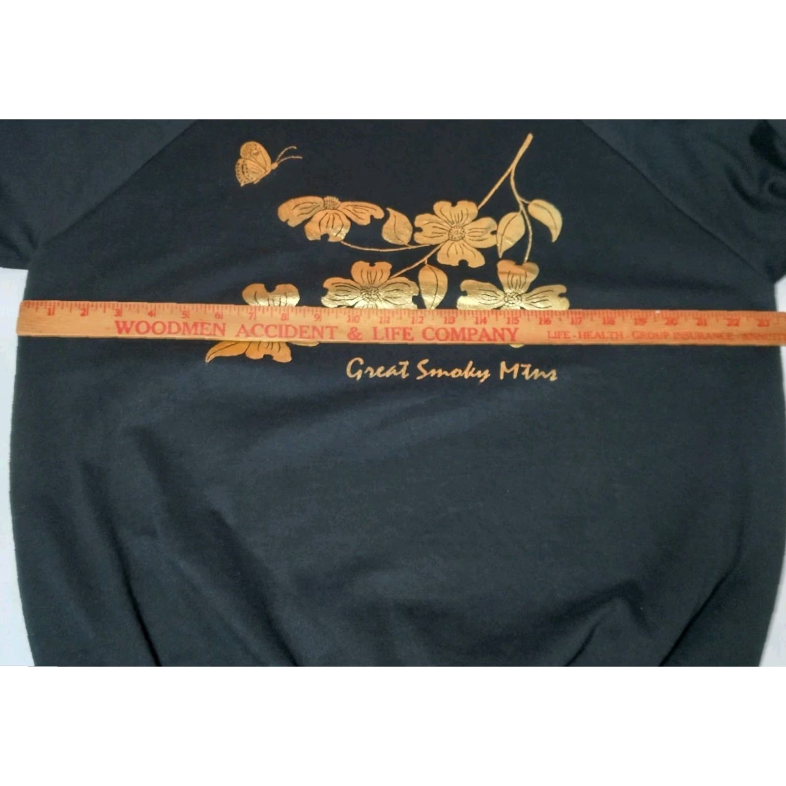 Vintage VINTAGE Alore Great Smoky Mountains Sweatshirt XL Women's Raglan Black Gold Flowers Size XL / US 12-14 / IT 48-50 - 4 Thumbnail