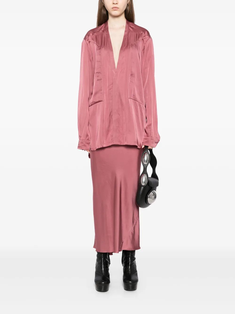 Rick Owens o1y0126 Maxi Skirt in Antique Rose Size 27" / US 4 / IT 40 - 5 Thumbnail