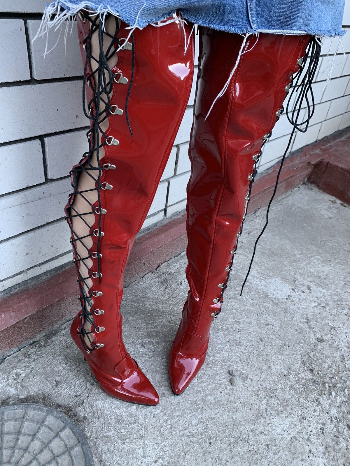 Japanese Brand Women's Biker Cowboy Boots Gothic High Heel Motorcycle style Size US 7 / IT 37 - 3 Thumbnail
