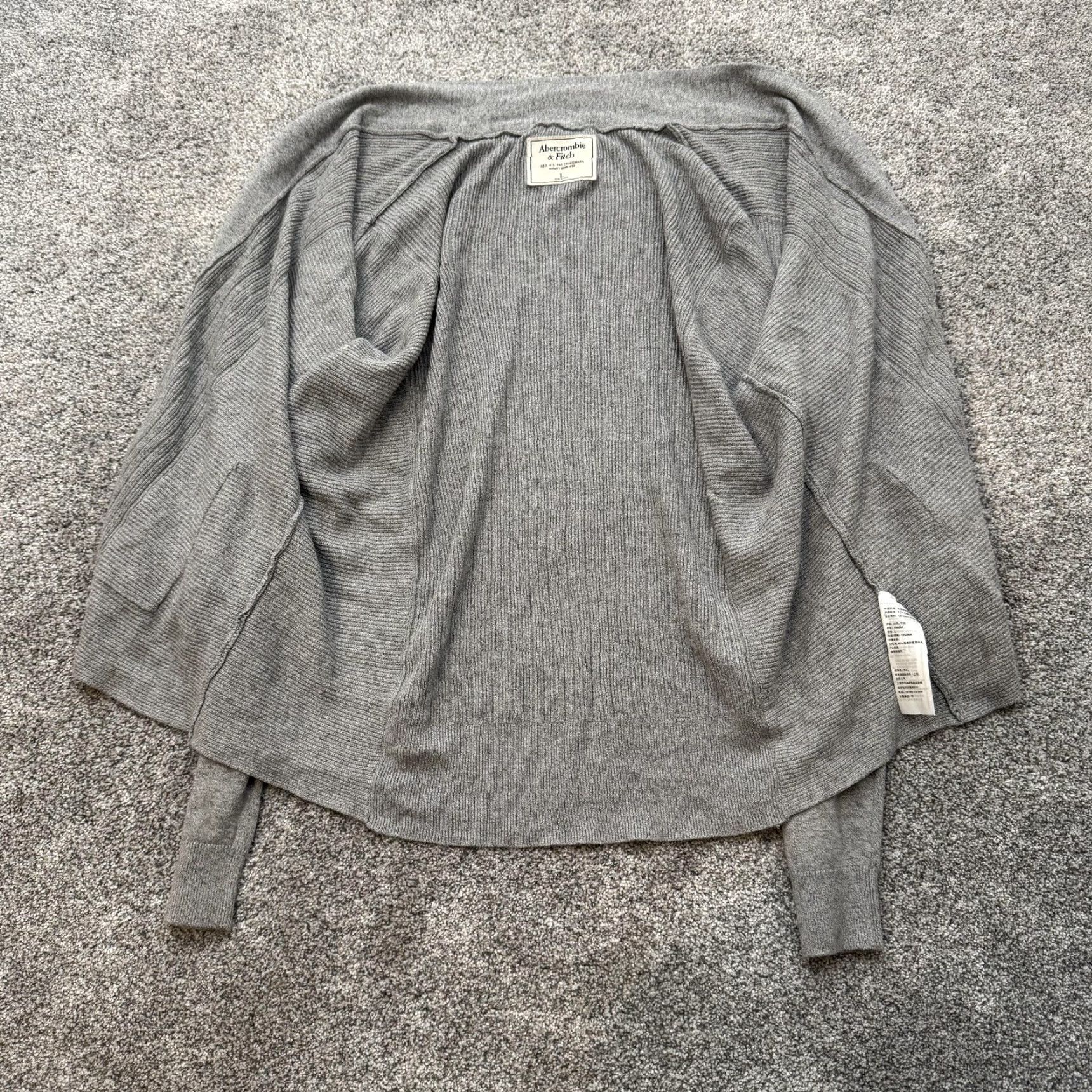 Abercrombie & Fitch Abercrombie & Fitch Sweater Womens Large Gray Full Zip Cardigan Pockets Knit Size L / US 10 / IT 46 - 2 Thumbnail