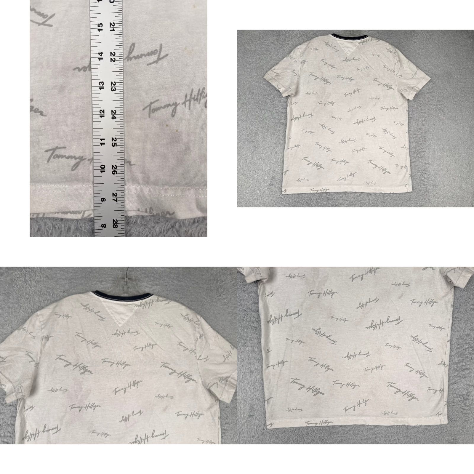 Tommy Hilfiger Tommy Hilfiger Shirt Adult XL White 100% Cotton Logo AOP Crew Neck Mens Size US XL / EU 56 / 4 - 9 Thumbnail