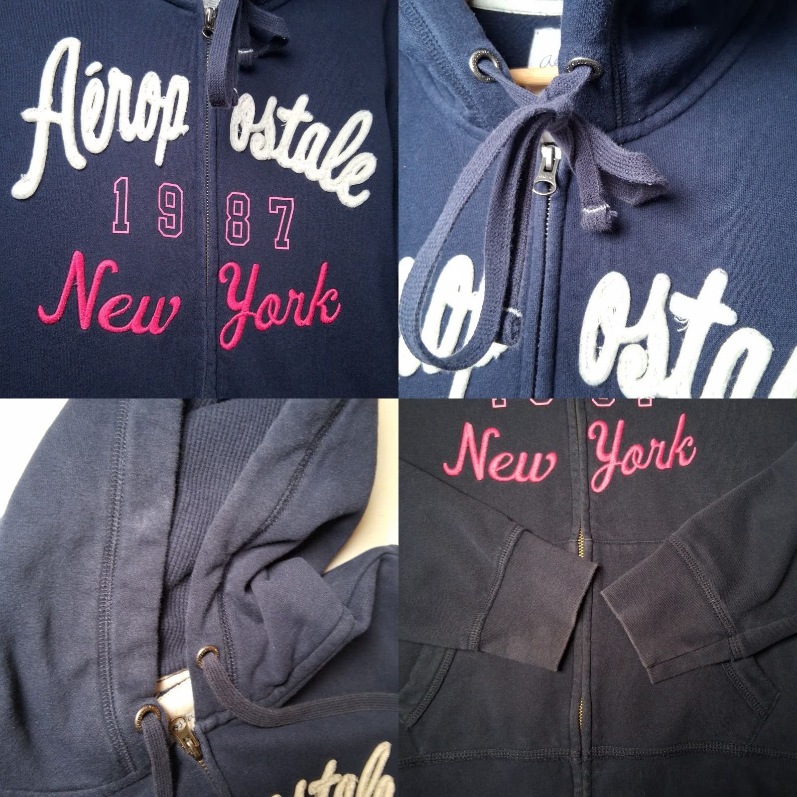 Vintage VINTAGE Aeropostale Hoodie Hooded Sweatshirt Women XL Blue Full Zip Thermal Hood Y2K Size XL / US 12-14 / IT 48-50 - 8 Thumbnail