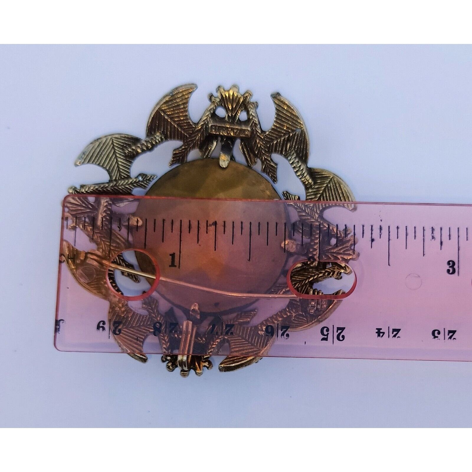 Vintage Florenza Brooch Cognac Faceted Glass AB Stones Coat Arms Pen Size ONE SIZE - 3 Thumbnail