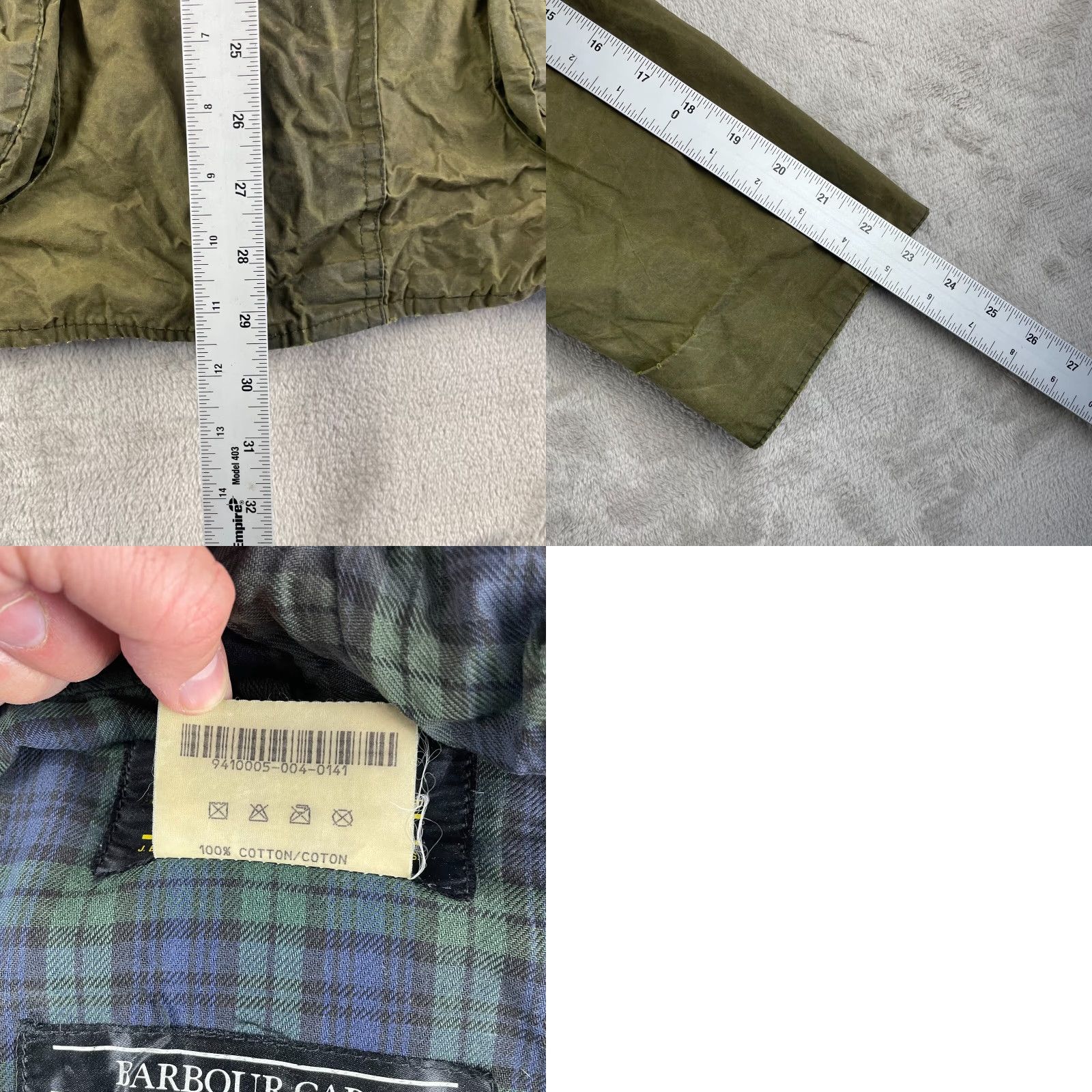 Barbour VINTAGE Barbour Jacket Durham Waxed A5 Men C38 Olive Tartan Plaid Lined Hooded Outdoors Size US XXS / EU 40 - 9 Thumbnail