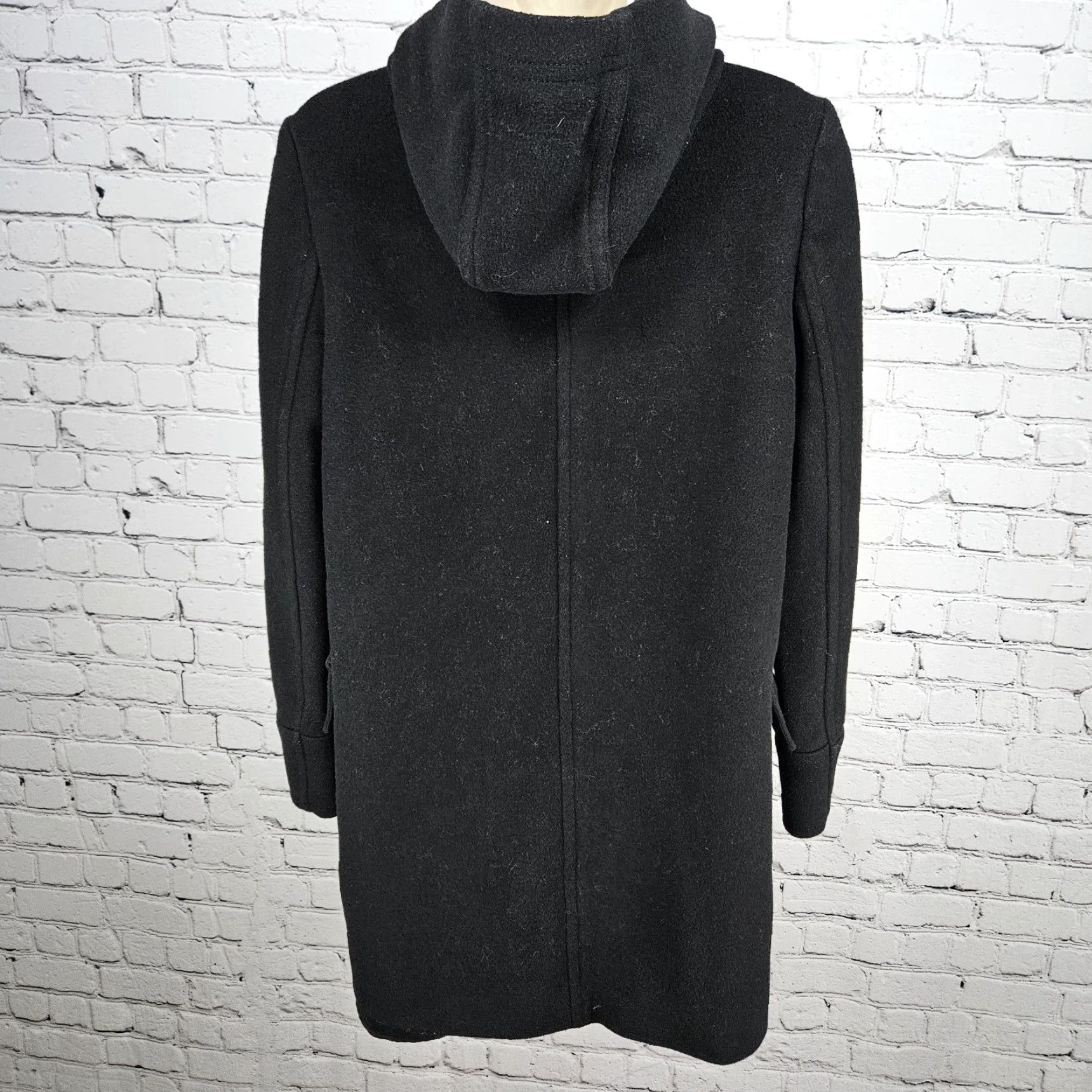 Ann Taylor Ann Taylor Black Wool Blend Hooded Full Zip Cargo Pockets Utility Coat 4 Size S / US 4 / IT 40 - 2 Thumbnail
