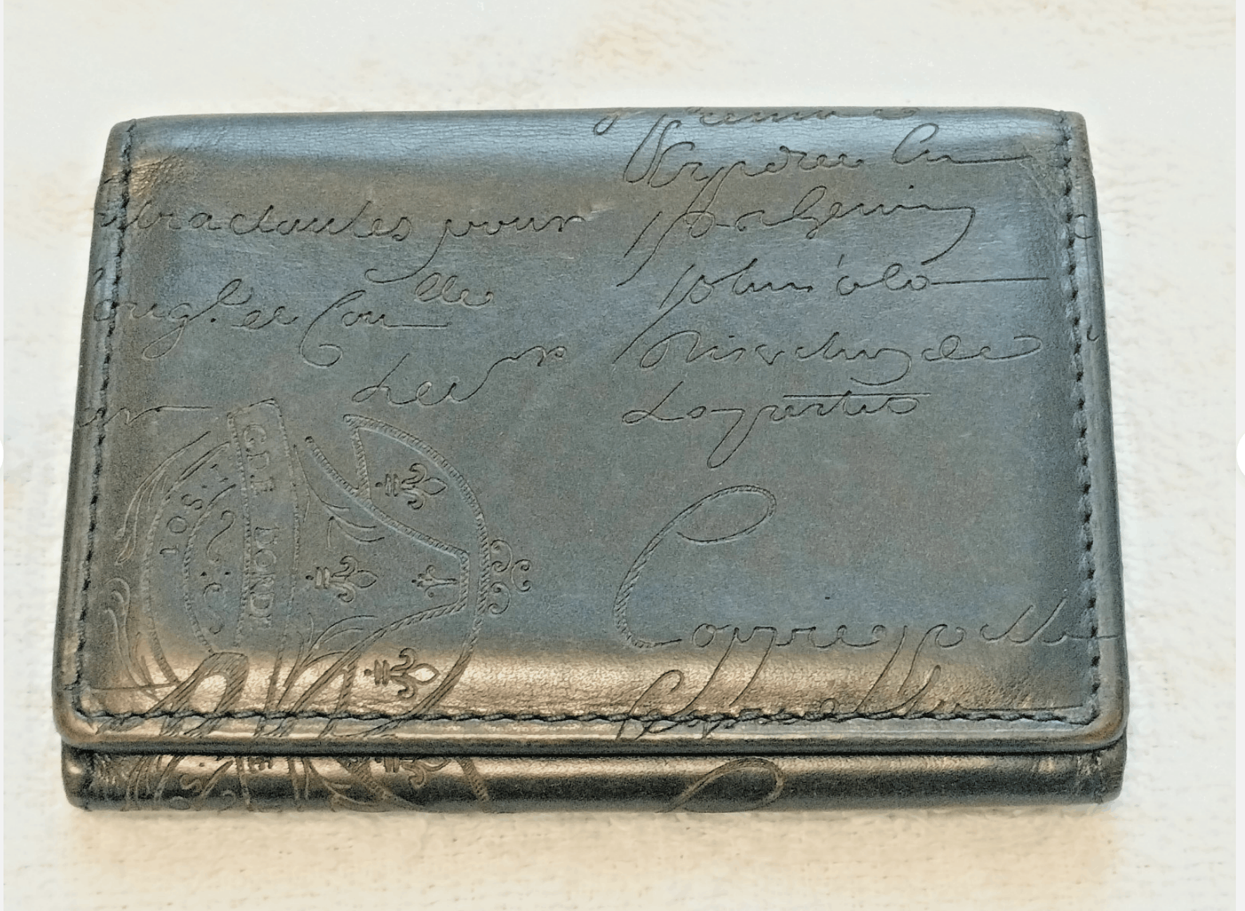 Berluti Scritto Imbuia Nero Grigio Card Holder Wallet