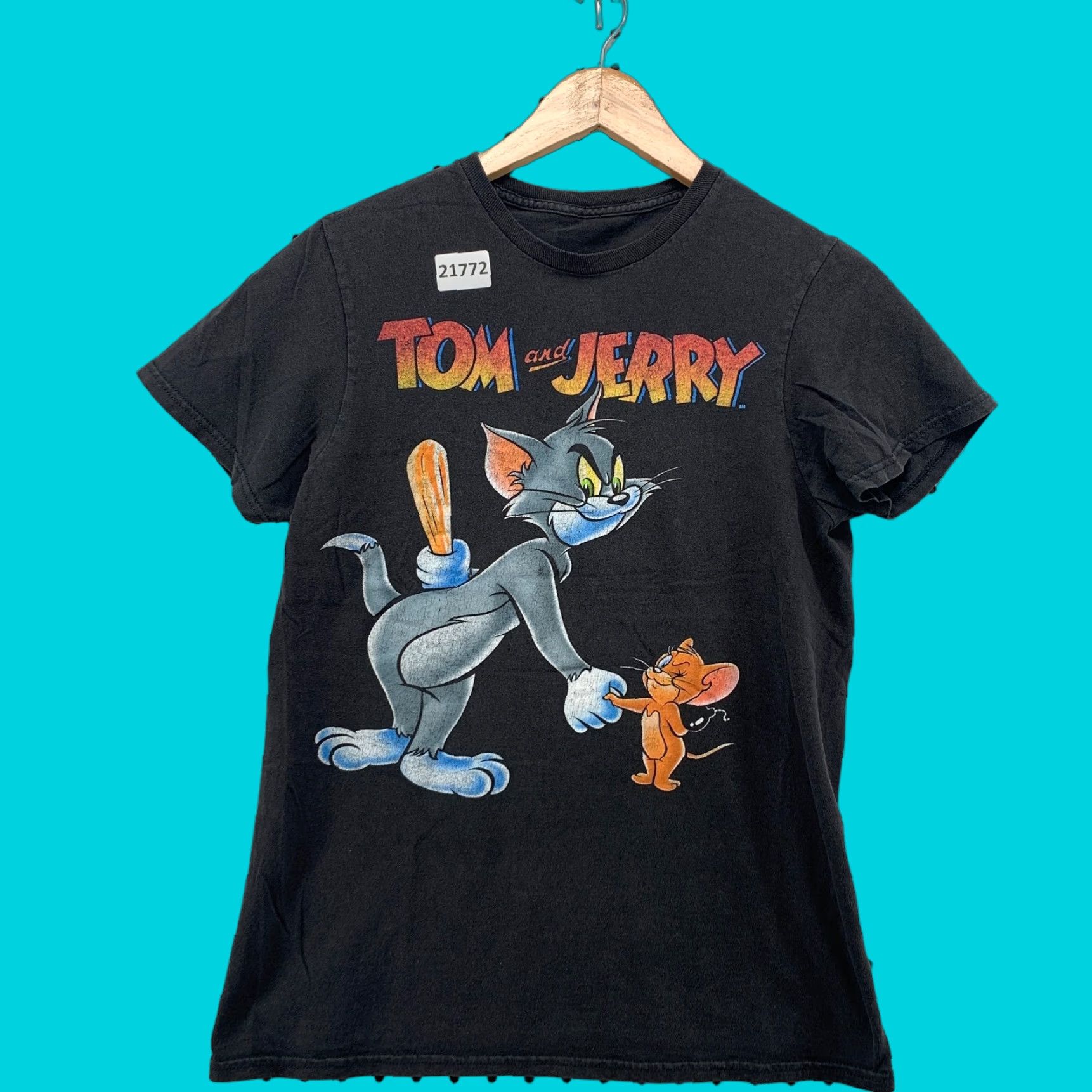 Vintage Tom And Jerry Shirt Black Womens Medium 17x25 Cartoon Tee Short Sleeve Size M / US 6-8 / IT 42-44 - 1 Thumbnail