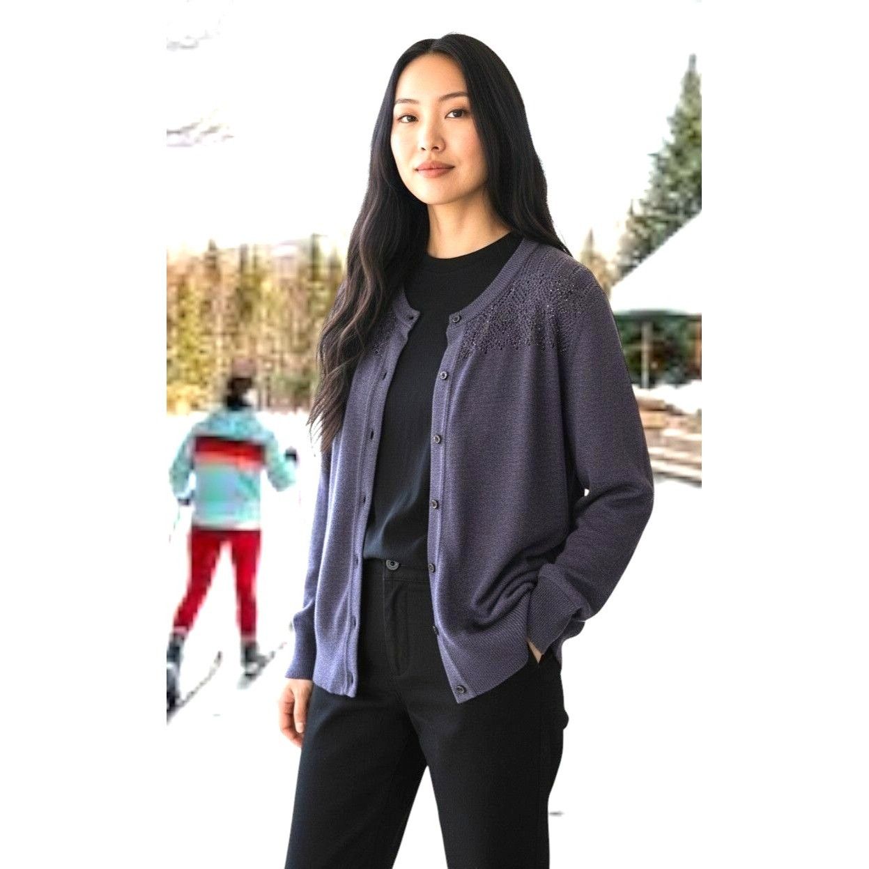 Eddie Bauer VTG Eddie Bauer Cardigan Medium Sweater Charcoal Gray Front Size M / US 6-8 / IT 42-44 - 3 Thumbnail
