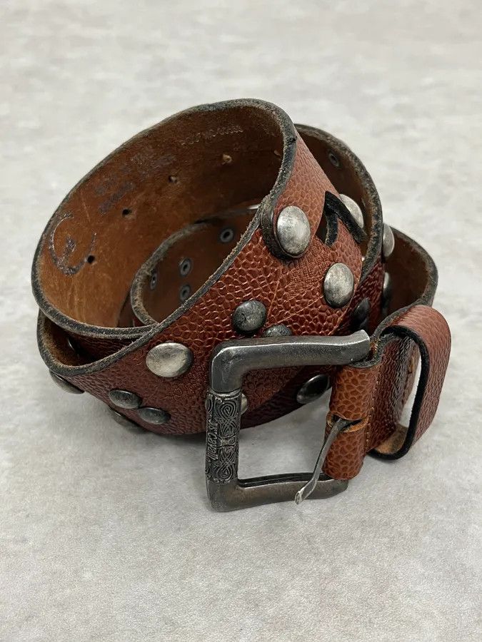 Roberto Cavalli Studded Brown Leather Belt