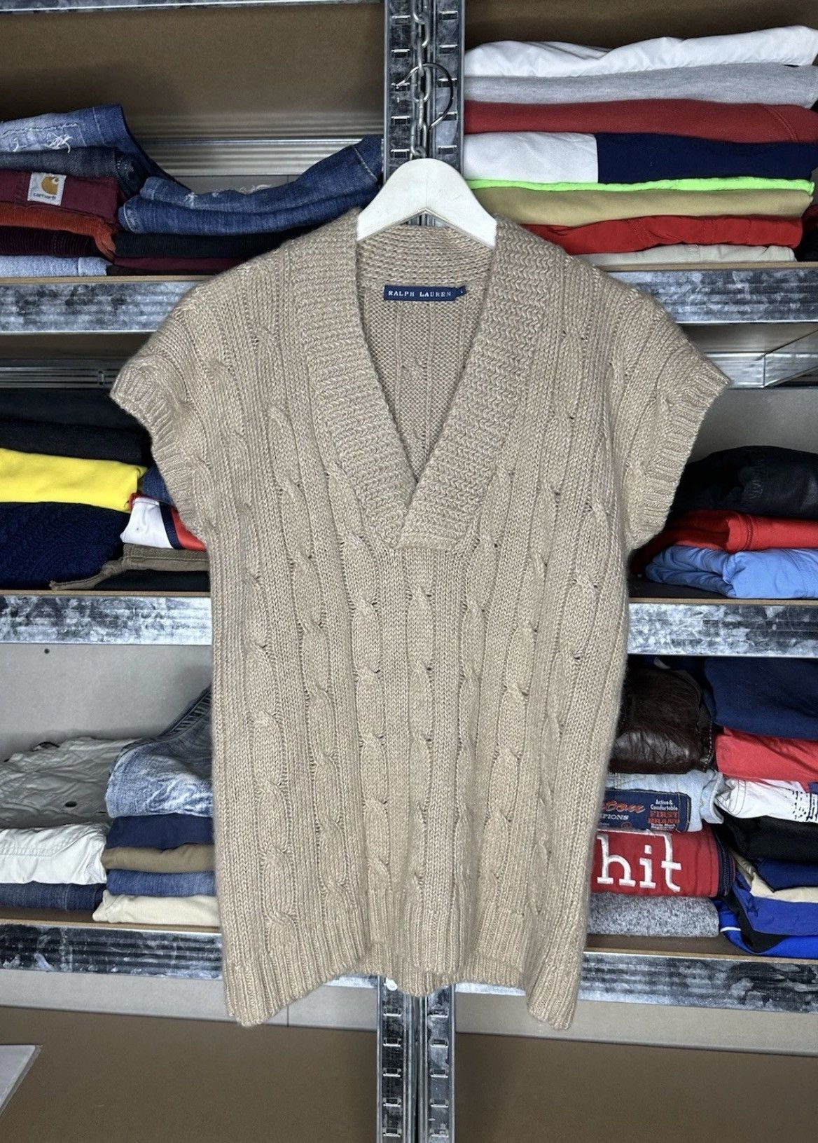 Ralph Lauren Ralph Lauren Luxury Cable Knit Sweater Vest L Linen Cashmere Size L / US 10 / IT 46 - 1 Thumbnail