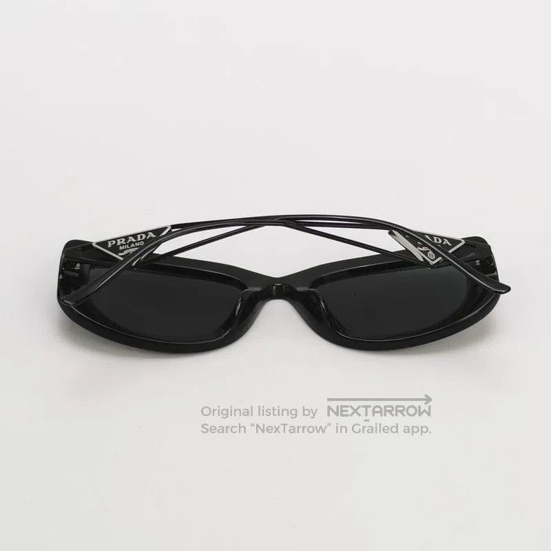 Prada Prada Triangle Logo Black Sunglasses. Size ONE SIZE - 4 Thumbnail