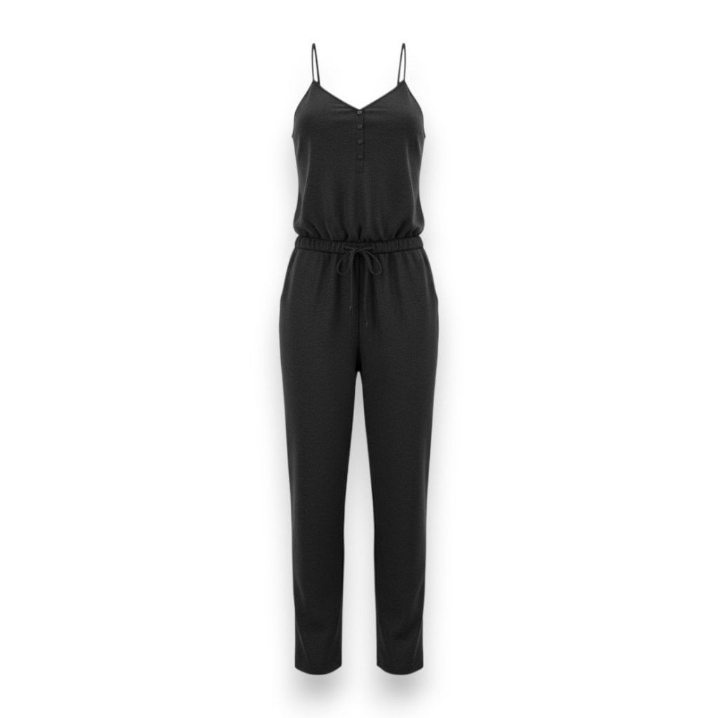 Drew Drew Black V Neck Drawstring Waist Jumpsuit Size Small Size 28" / US 6 / IT 42 - 1 Thumbnail