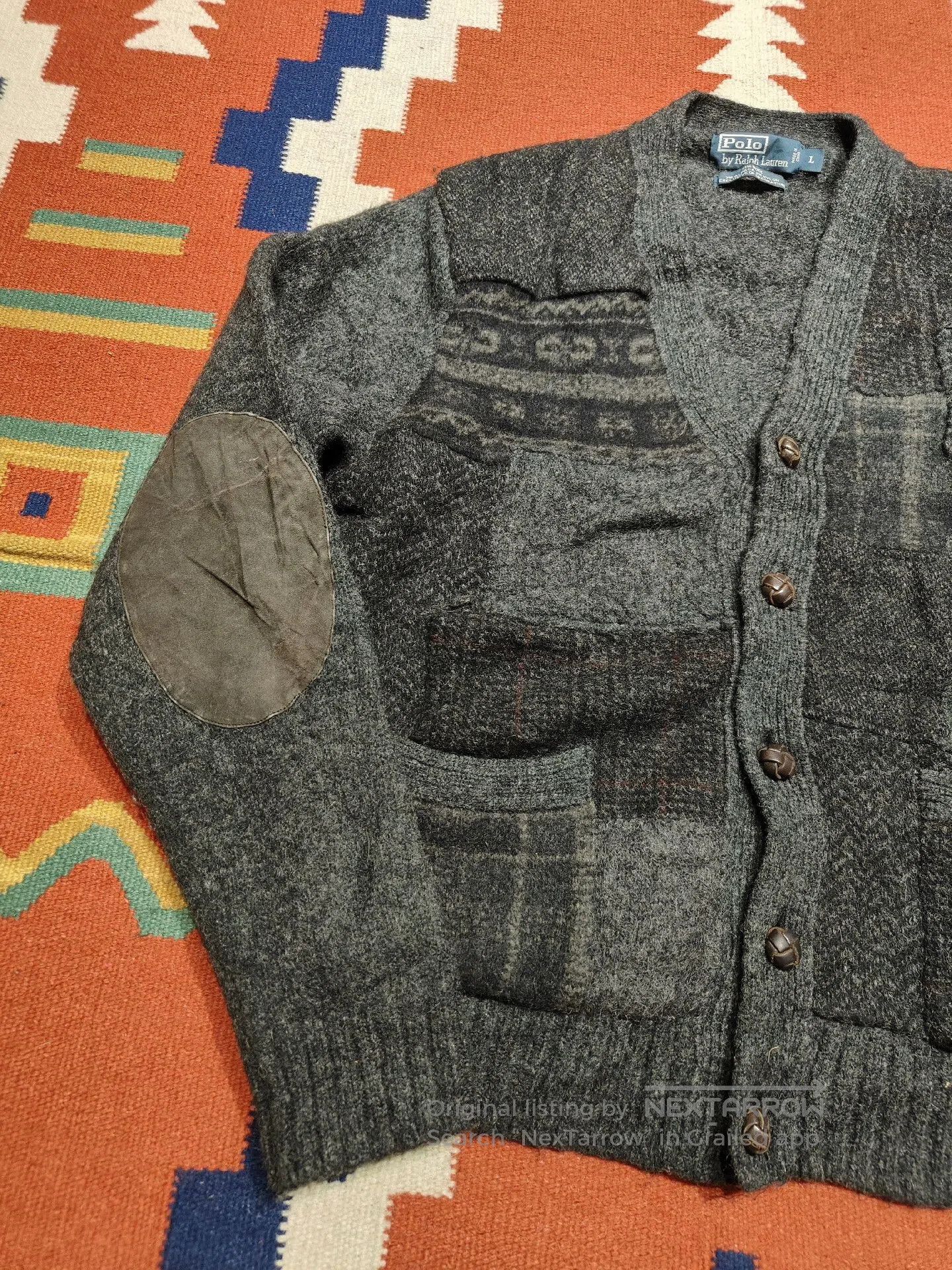 RRL Ralph Lauren RRL Patchwork Wool Cardigan. Size US L / EU 52-54 / 3 - 2 Thumbnail
