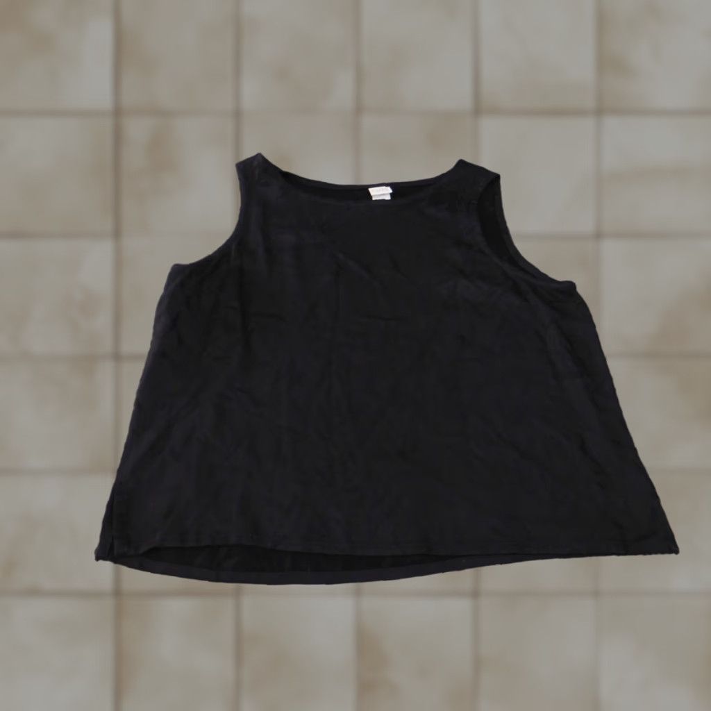Eileen Fisher Eileen Fisher Blouse Shirt Womens L Black Floral Rayon Sleeveless Crew Neck Vintage? No (contains "Vintage: No") Size L / US 10 / IT 46 - 1 Thumbnail