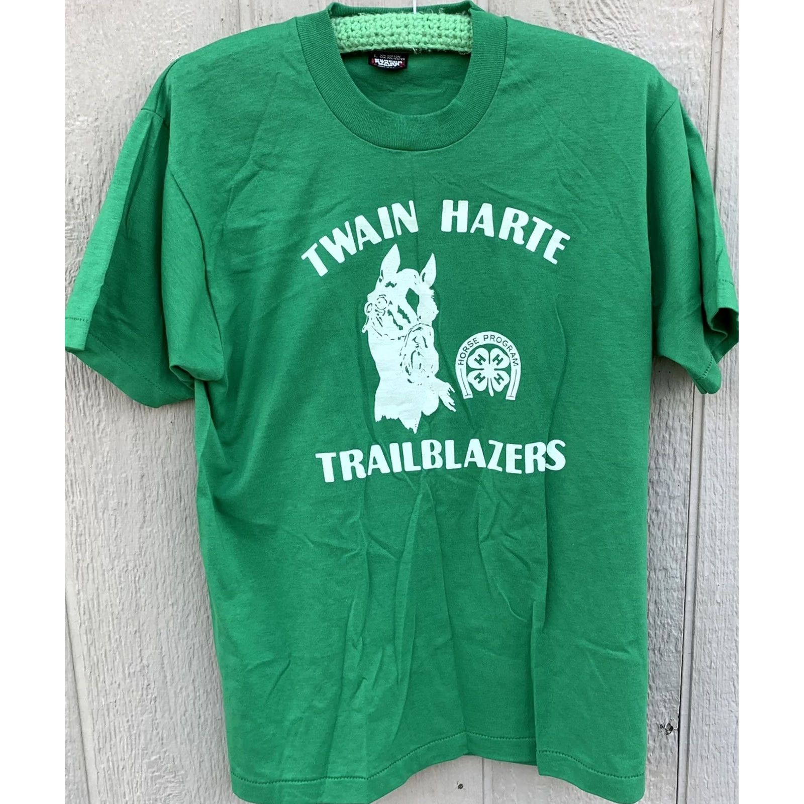 Vintage VINTAGE Twain Harte Trailblazers 4-H horse program t-shirt single stitch size L Shirt Unisex Adults Green 80s 90s Logo Screen Stars Best Size US L / EU 52-54 / 3 - 6 Thumbnail