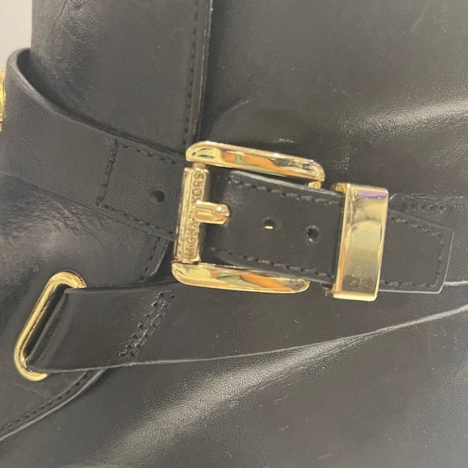 Michael Kors MICHAEL KORS Arley Black Leather Logo Moto Heel Boots Sz 5.5 Size US 5.5 / IT 35.5 - 4 Thumbnail