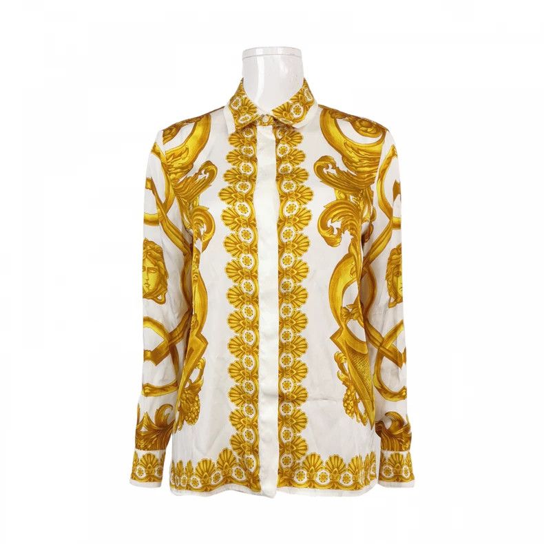 Versace Versace Mulberry silk blend contrasting Medusa avatar shir Size US XS / EU 42 / 0 - 1 Thumbnail