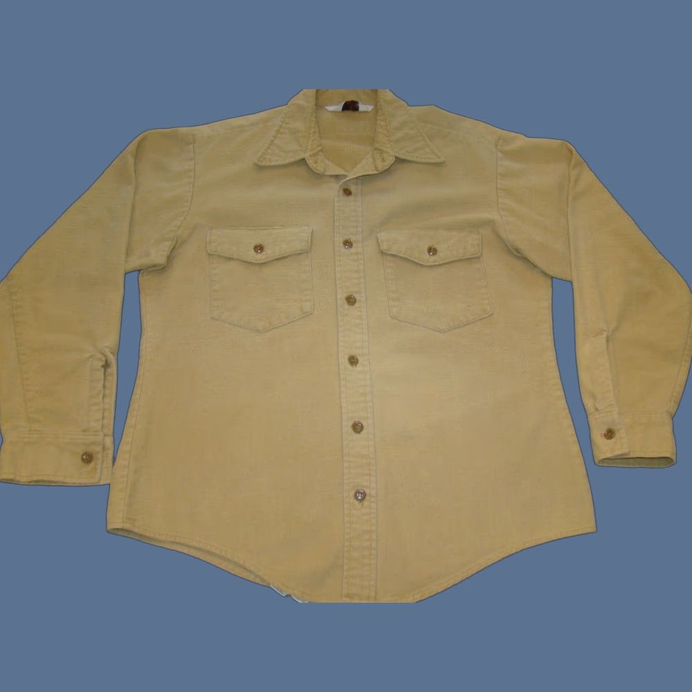 Vintage VINTAGE Duxbak Shirt Chamois Mens Large Long Sleeve Button Up Khaki Tan Shirt Size US L / EU 52-54 / 3 - 1 Thumbnail