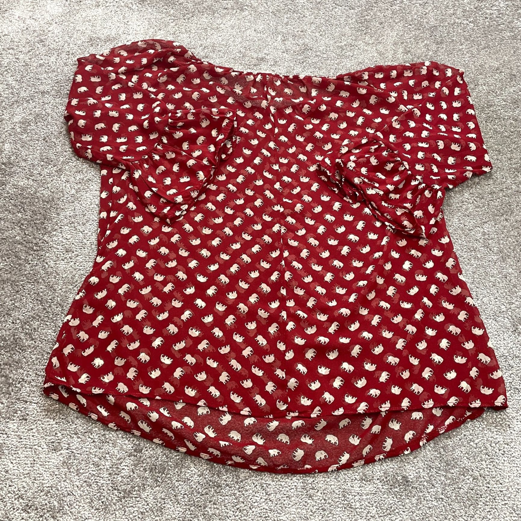 Vintage Unbranded Blouse Shirt Womens 3XL Red Long Sleeve Elephant Print Ladies Top Size XXL / US 16-18 / IT 52-54 - 8 Thumbnail