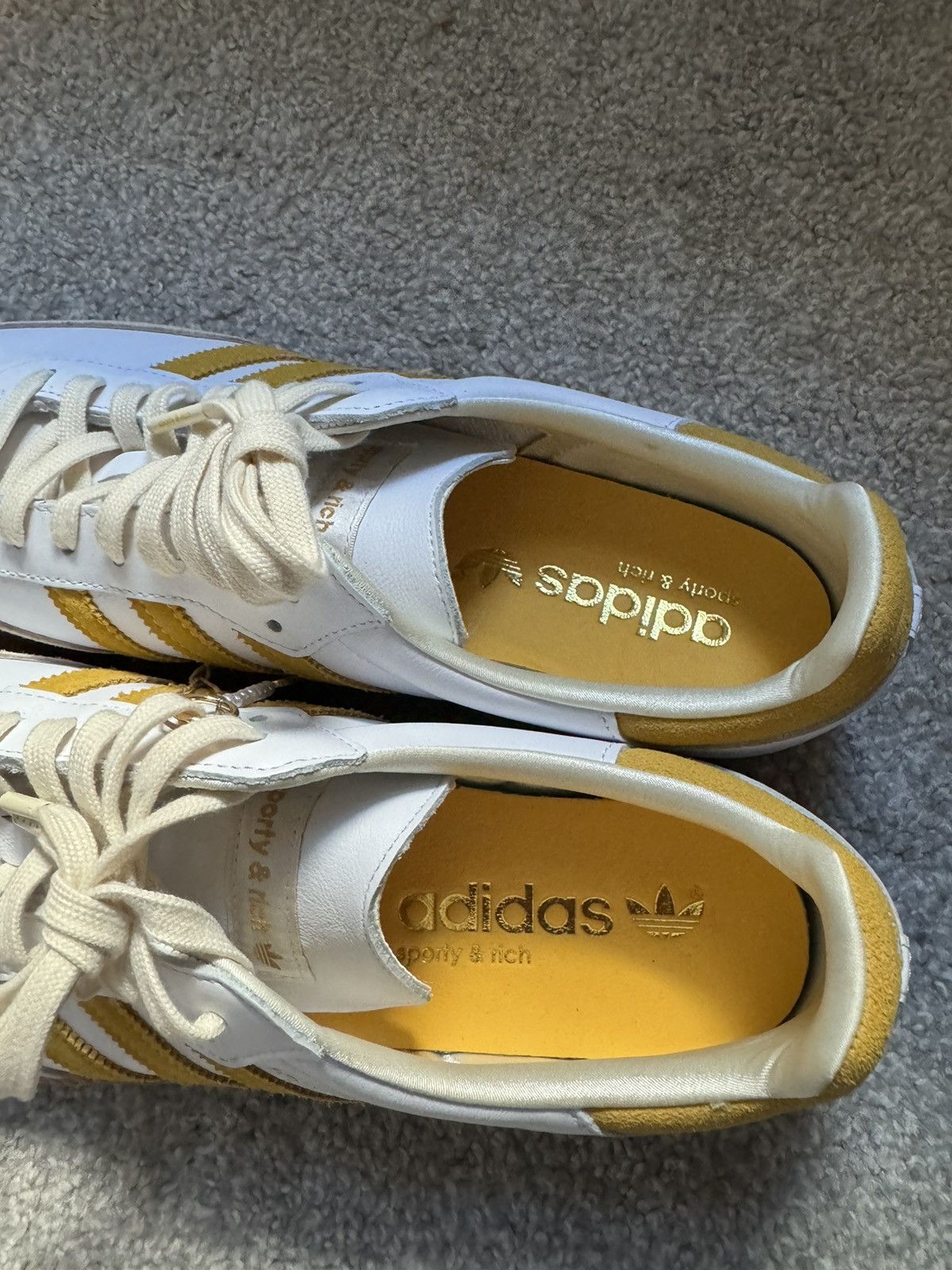 Adidas Samba OG "SPORTY & RICH - White Bold Gold" Size US 12 / EU 45 - 4 Thumbnail