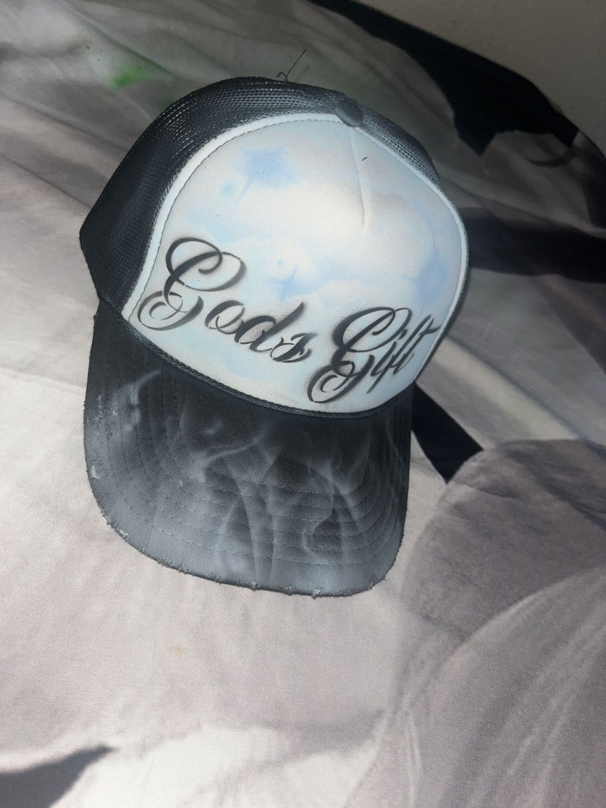 Other GODS GIFT Airbrushed 5 panel SnapBack Trucker Hat handpaintd Size ONE SIZE - 4 Thumbnail