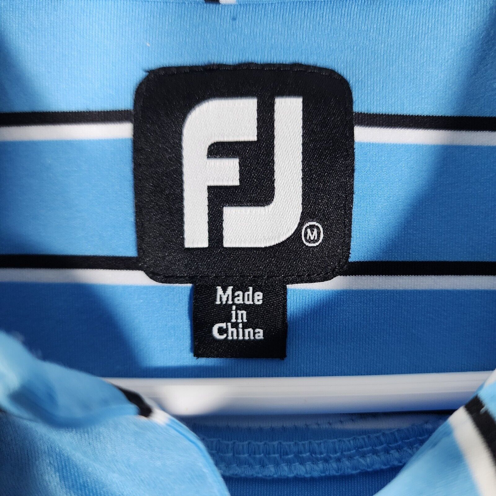 Footjoy FootJoy M Blue, Black, and White Stripped Polo Golf Shirt Size US M / EU 48-50 / 2 - 4 Thumbnail