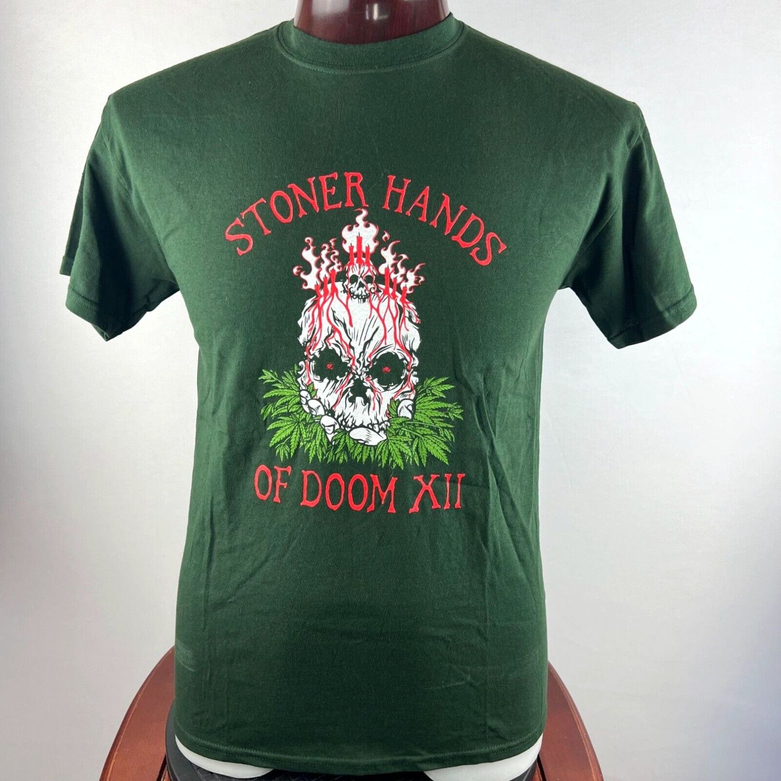 image of Gildan Stoner Hands Of Doom Xii Concert Festival M T-Shirt in White, Men's (Size Medium)