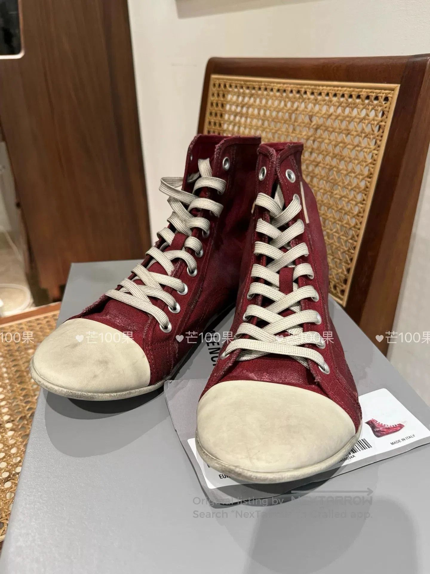 Balenciaga Balenciaga Vintage Distressed Burgundy Canvas Shoes. Size US 10 / EU 43 - 3 Thumbnail
