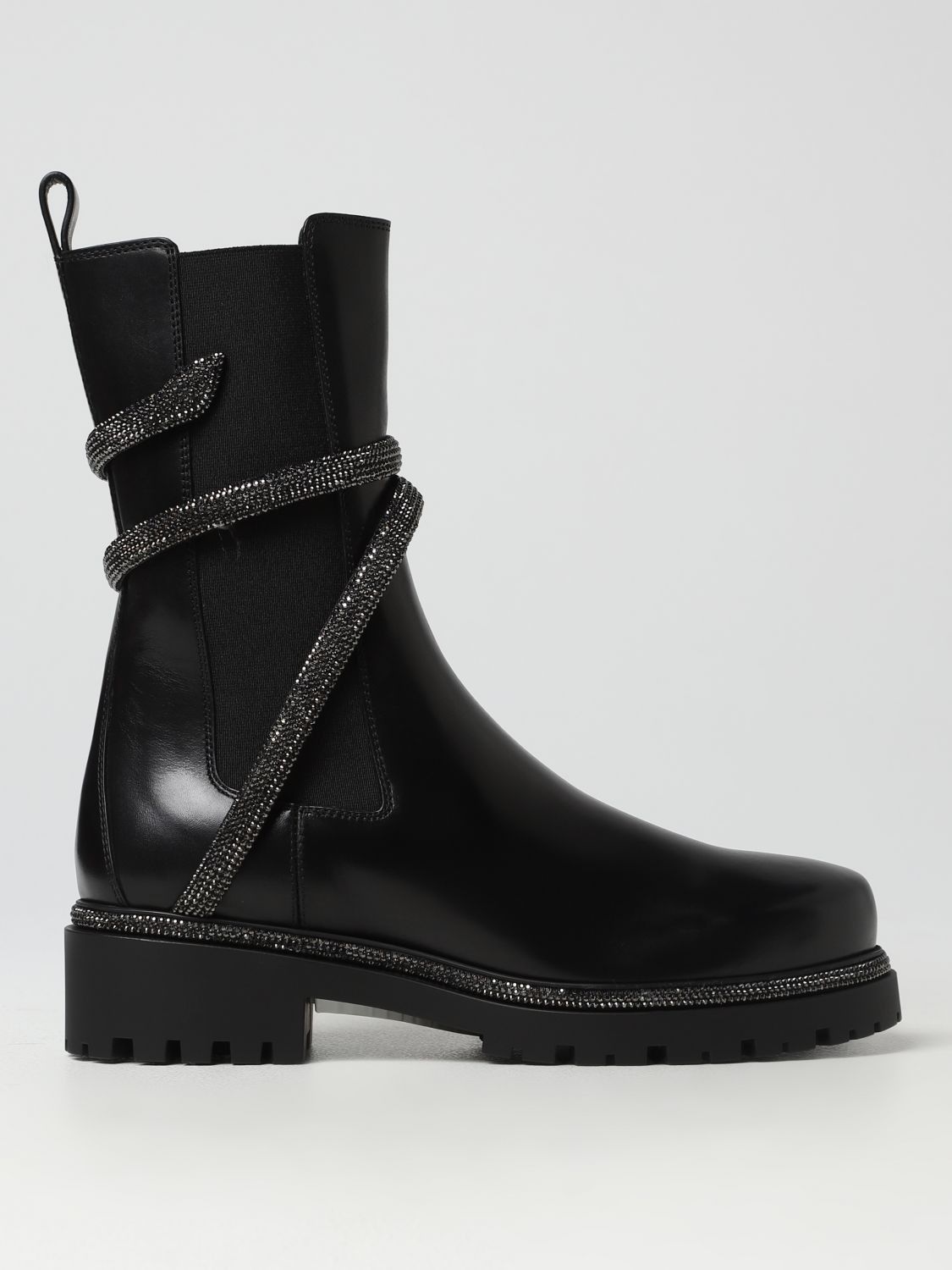 image of Rene Caovilla Flat Ankle Boots Woman Black, Women's (Size 8)