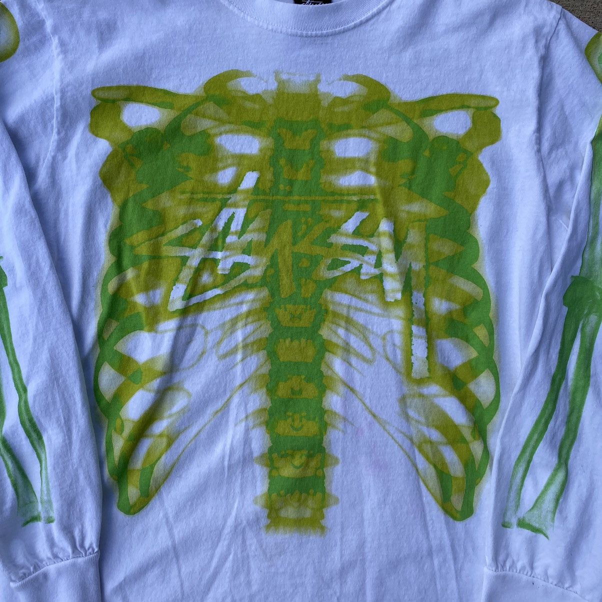 Streetwear × Stussy Stussy White Rib Cage 3M Longsleeve T